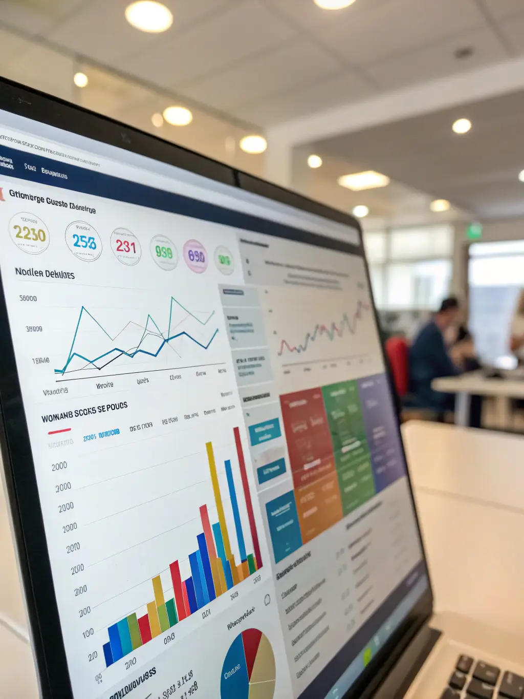 A screenshot of a BI dashboard displaying key performance indicators, highlighting business intelligence solutions.
