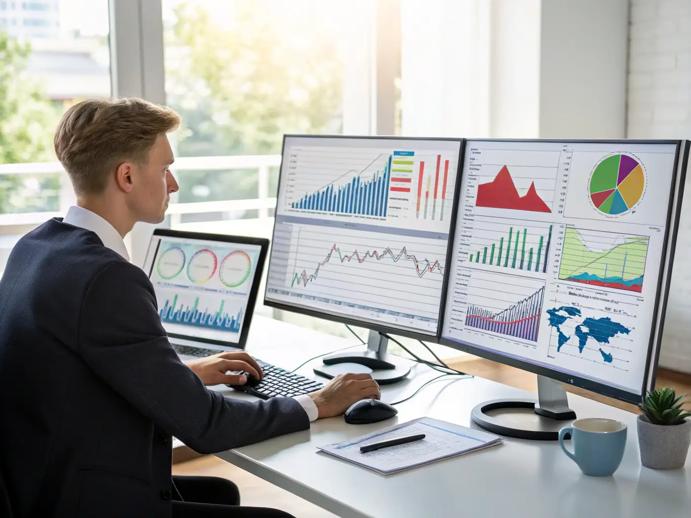 A professional business analyst is working on a complex data set, using advanced statistical software to identify key trends and insights for a client's marketing campaign.