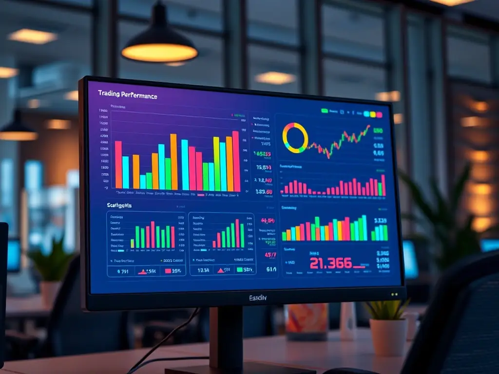 A business intelligence dashboard displaying real-time data metrics and key performance indicators (KPIs) for a manufacturing company, enabling proactive decision-making.